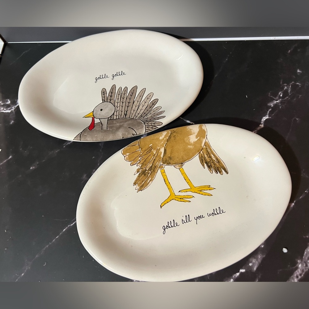 Rae Dunn Artisan Collection Oval Thanksgiving Snack Plates